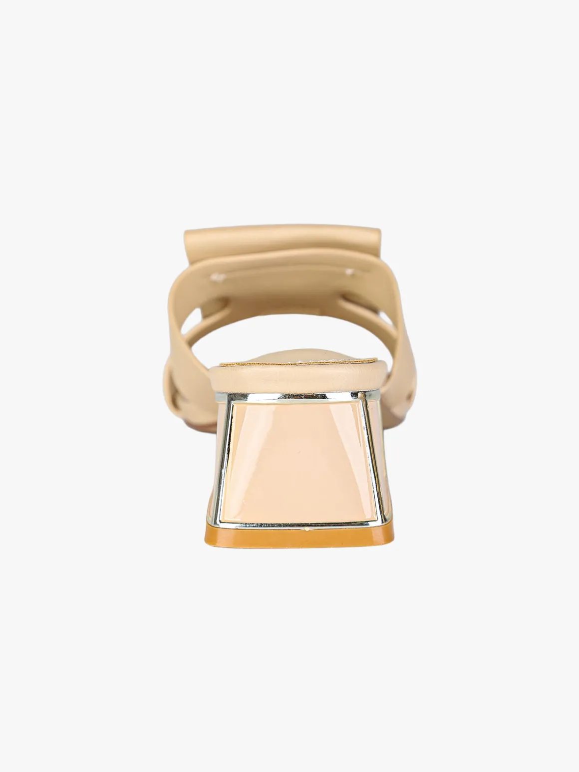 Laura Biagiotti Ciabatte donna con tacco basso a trapezio e logo - beige