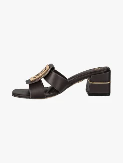 Laura Biagiotti Ciabatte donna con platform e logo dorato - marrone