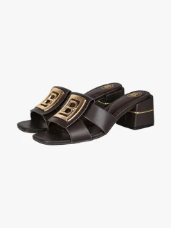 Laura Biagiotti Ciabatte donna con platform e logo dorato - marrone