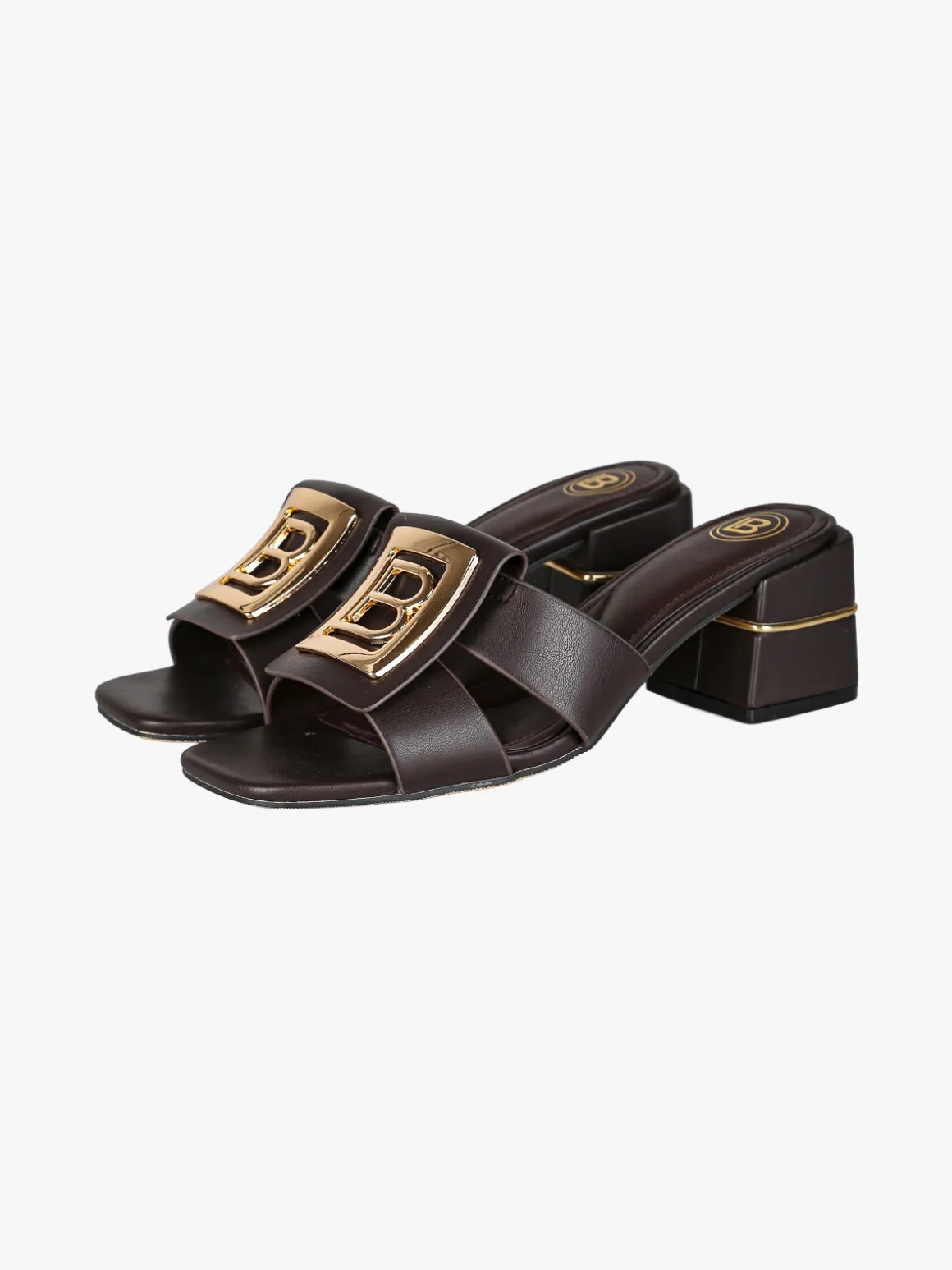 Laura Biagiotti Ciabatte donna con platform e logo dorato - marrone
