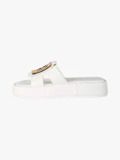 Laura Biagiotti Ciabatte donna con platform e logo dorato - bianco