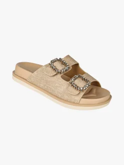 Laura Biagiotti Ciabatte donna con doppia fibbia gioiello - taupe
