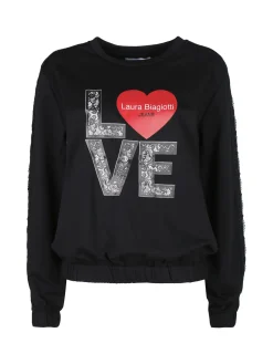 Laura Biagiotti Felpa girocollo da donna con dettagli in pizzo