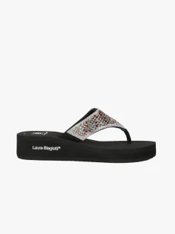Laura Biagiotti Infradito donna gioiello con zeppa - nero