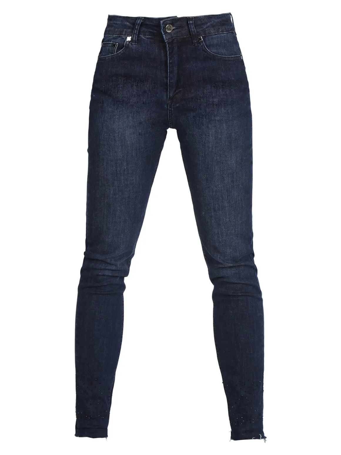 Laura Biagiotti Jeans donna slim fit con strass sul finale e cucitura taglio laser