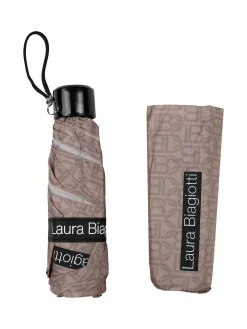 Laura Biagiotti Ombrello mini pieghevole con logo - taupe