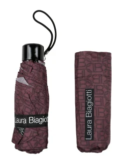 Laura Biagiotti Ombrello mini pieghevole con logo - bordeaux