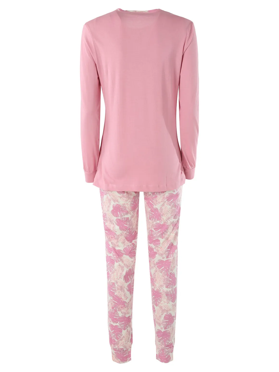 Laura Biagiotti Pigiama lungo da donna in cotone naturale con pantaloni floreali - rosa