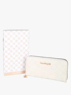 Laura Biagiotti Portafoglio donna in ecopelle con zip - panna