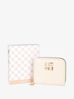 Laura Biagiotti Portafoglio mini da donna zip e logo - naturale