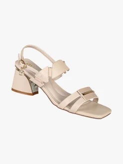 Laura Biagiotti Sandali donna con tacco largo e cinturino alla caviglia con fibbia - beige