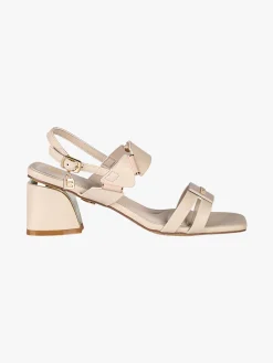 Laura Biagiotti Sandali donna con tacco largo e cinturino alla caviglia con fibbia - beige