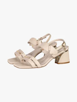 Laura Biagiotti Sandali donna con tacco largo e cinturino alla caviglia con fibbia - beige
