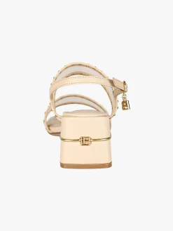 Laura Biagiotti Sandali donna con doppia fascia retata e tacco largo - beige
