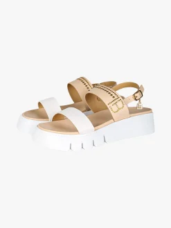 Laura Biagiotti Sandali donna con platform e dettaglio di borchie - beige