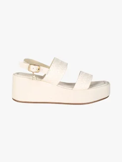 Laura Biagiotti Sandali donna con fasce intrecciate zeppa e plateau - beige