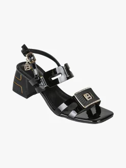 Laura Biagiotti Sandali donna con tacco largo e strass - nero