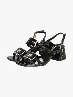 Laura Biagiotti Sandali donna con tacco largo e strass - nero
