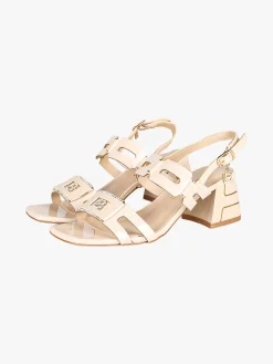 Laura Biagiotti Sandali donna con tacco largo e strass - beige