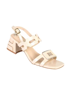 Laura Biagiotti Sandali donna con tacco largo e strass - beige