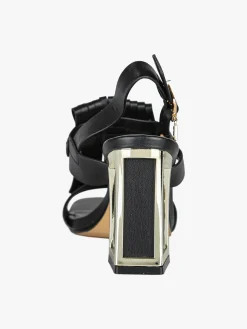 Laura Biagiotti Sandali donna con nappine e tacco a trapezio - nero