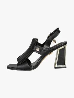 Laura Biagiotti Sandali donna con nappine e tacco a trapezio - nero