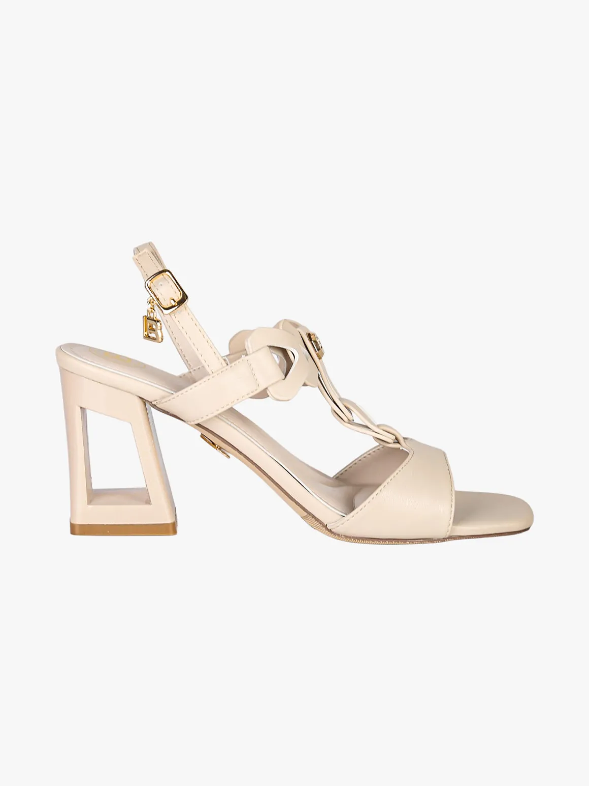 Laura Biagiotti Sandali donna con tacco largo e cinturino con fibbia - beige
