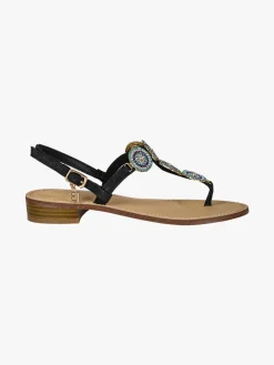 Laura Biagiotti Sandali donna gioiello a infradito con strass colorati - nero