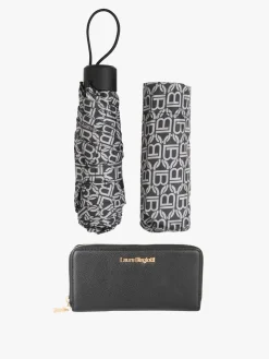 Laura Biagiotti Set regalo donna con portafoglio e ombrello da borsa - nero