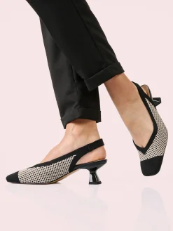 Laura Biagiotti Slingback donna in maglia con cinturino e tacco a rocchetto - nero