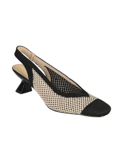 Laura Biagiotti Slingback donna in maglia con cinturino e tacco a rocchetto - nero