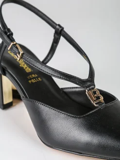 Laura Biagiotti Slingback donna a punta con tacco largo e cinturini a V - nero