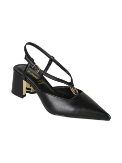 Laura Biagiotti Slingback donna a punta con tacco largo e cinturini a V - nero