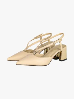 Laura Biagiotti Slingback donna a punta con tacco largo e cinturini a V - beige