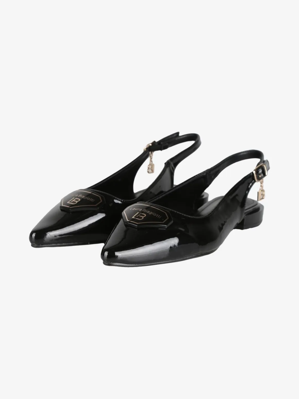 Laura Biagiotti Slingback donna in vernice con cinturino alla caviglia con fibbia
