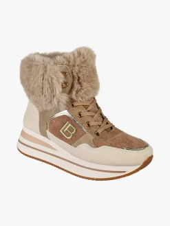 Laura Biagiotti Sneakers alte da donna con platform e cavigliera in ecopelo - beige