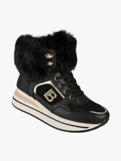 Laura Biagiotti Sneakers alte da donna con platform e cavigliera in ecopelo - nero