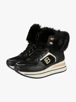 Laura Biagiotti Sneakers alte da donna con platform e cavigliera in ecopelo - nero
