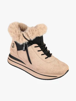 Laura Biagiotti Sneakers alte da donna scamosciate con cavigliera in ecopelo - khaki