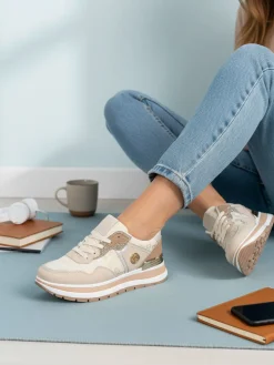 Laura Biagiotti Sneakers da donna con paltform e glitter - beige