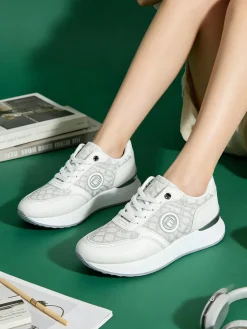 Laura Biagiotti Sneakers donna con paltform e strass - beige