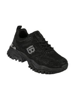 Laura Biagiotti Sneakers donna con strass e suola alta - nero