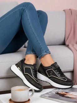Laura Biagiotti Sneakers donna stringata con micro borchie - nero