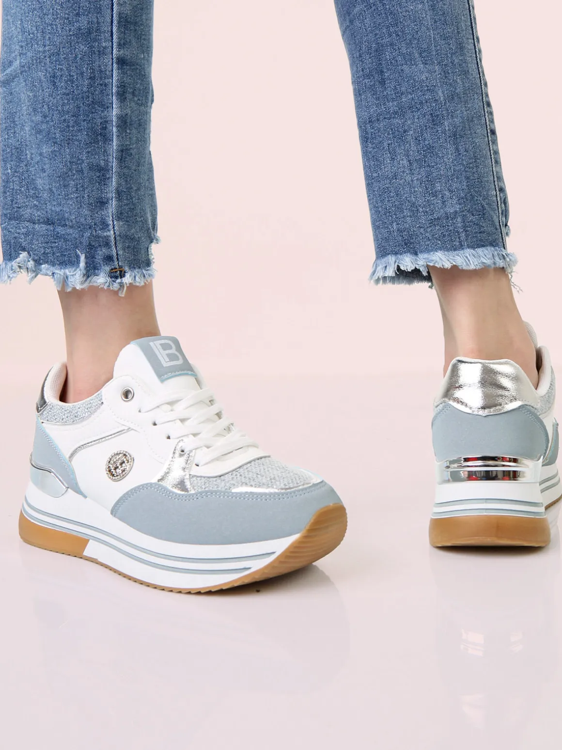 Laura Biagiotti Sneakers stringate da donna con paltform - azzurro