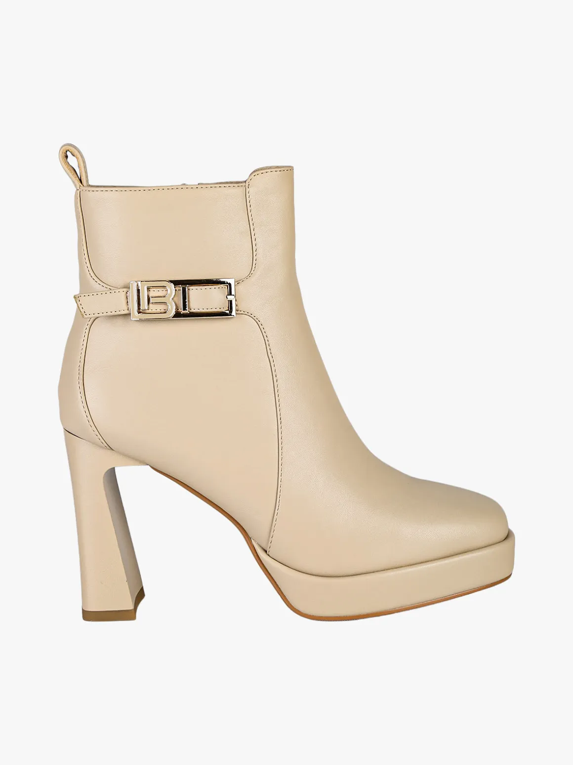 Laura Biagiotti Stivaletti donna con tacco largo e plateau - beige