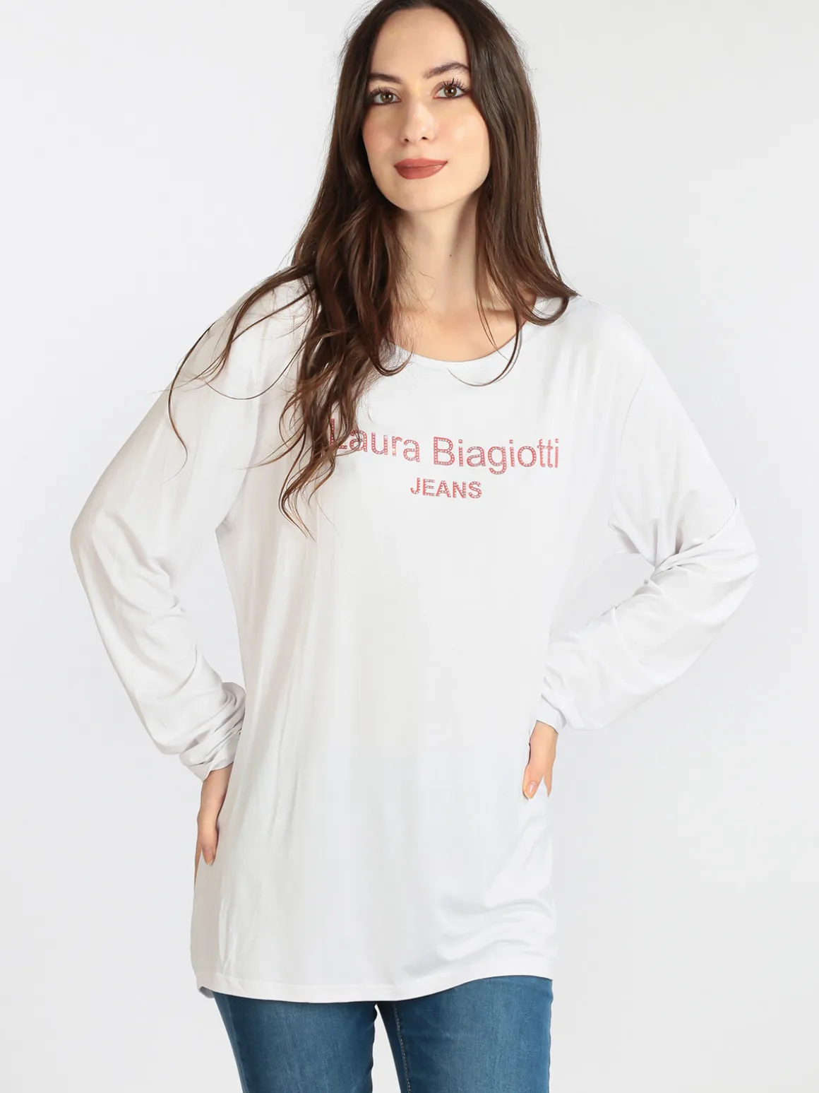 Laura Biagiotti T-shirt da donna lunga con strass