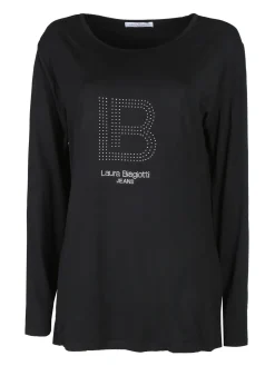 Laura Biagiotti T-shirt donna a maniche lunghe con strass