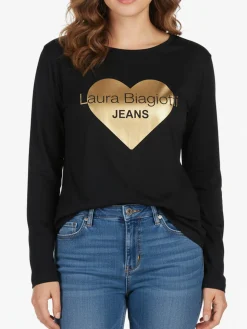 Laura Biagiotti T-shirt donna a maniche lunghe con stampa cuore