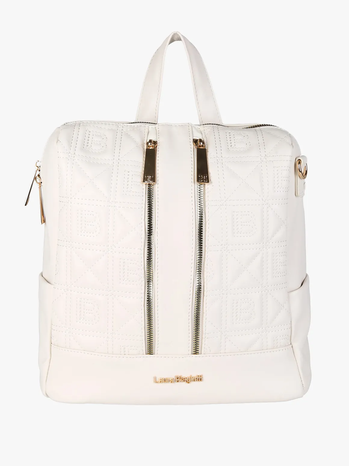 Laura Biagiotti Zaino donna in ecopelle con monogramma - panna