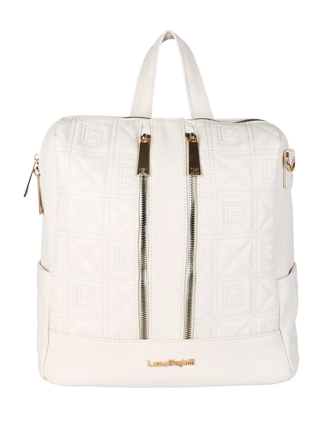 Laura Biagiotti Zaino donna in ecopelle con monogramma - panna